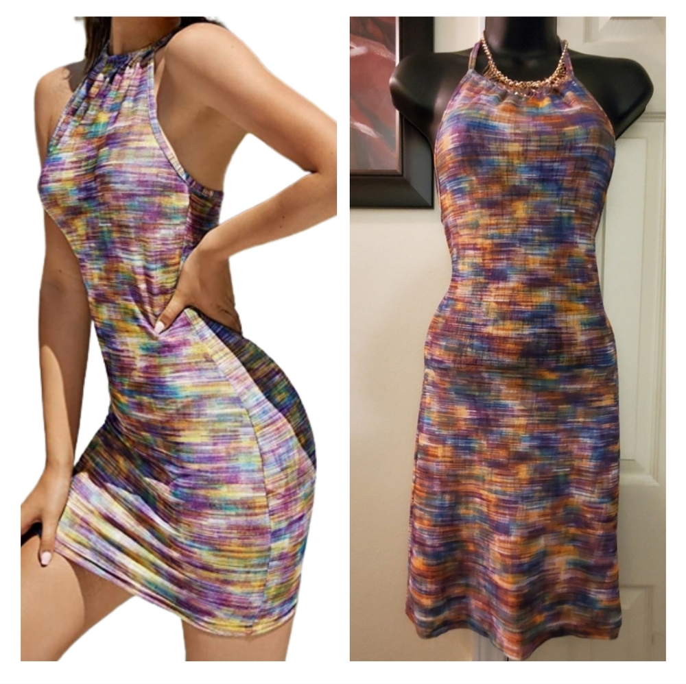 New Flirty Pastel Tie back Bodycon Dress